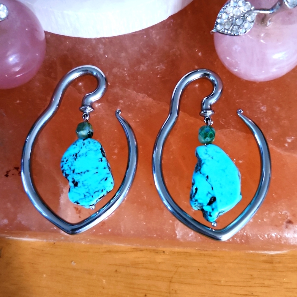 Turquoise Earrings for stretched lobes